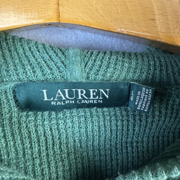Lauren Ralph Lauren Waffle Knit Hoodie Women's L Green Label‎ Sweater Pullover - Picture 3 of 10